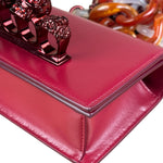 Alexander McQueen Red Leather Mini Jeweled Knuckle Shoulder Bag