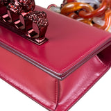 Alexander McQueen Red Leather Mini Jeweled Knuckle Shoulder Bag