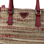 Prada Vintage Red Woven Tweed Zip Tote