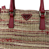 Prada Vintage Red Woven Tweed Zip Tote