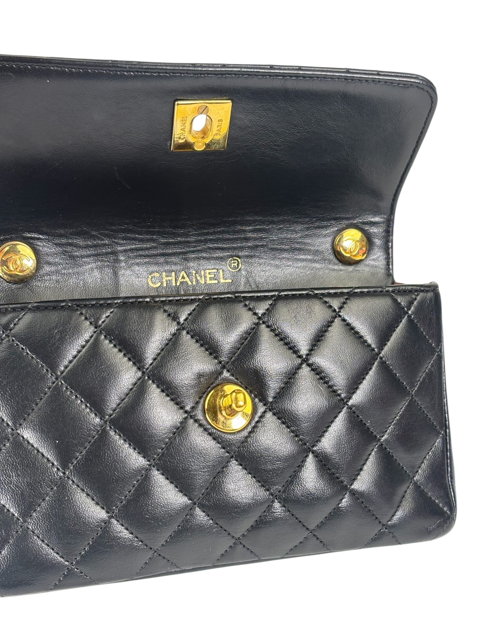 Chanel Black Quilted Leather Flap Bag 1989