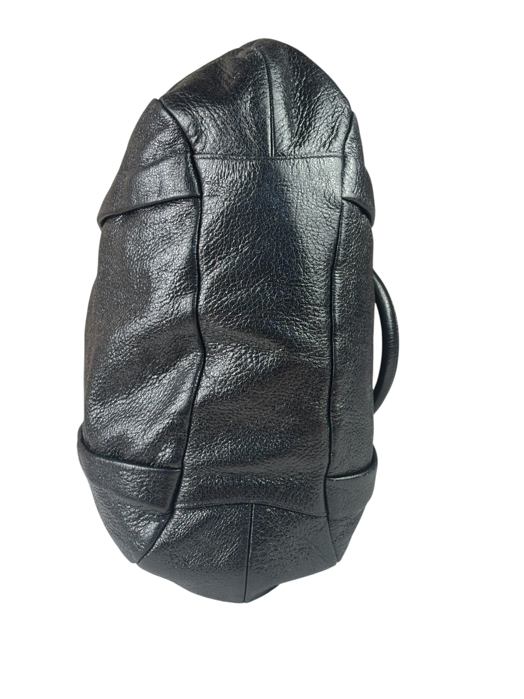 Prada Shiny Black Cervo Pleated Shoulder Bag