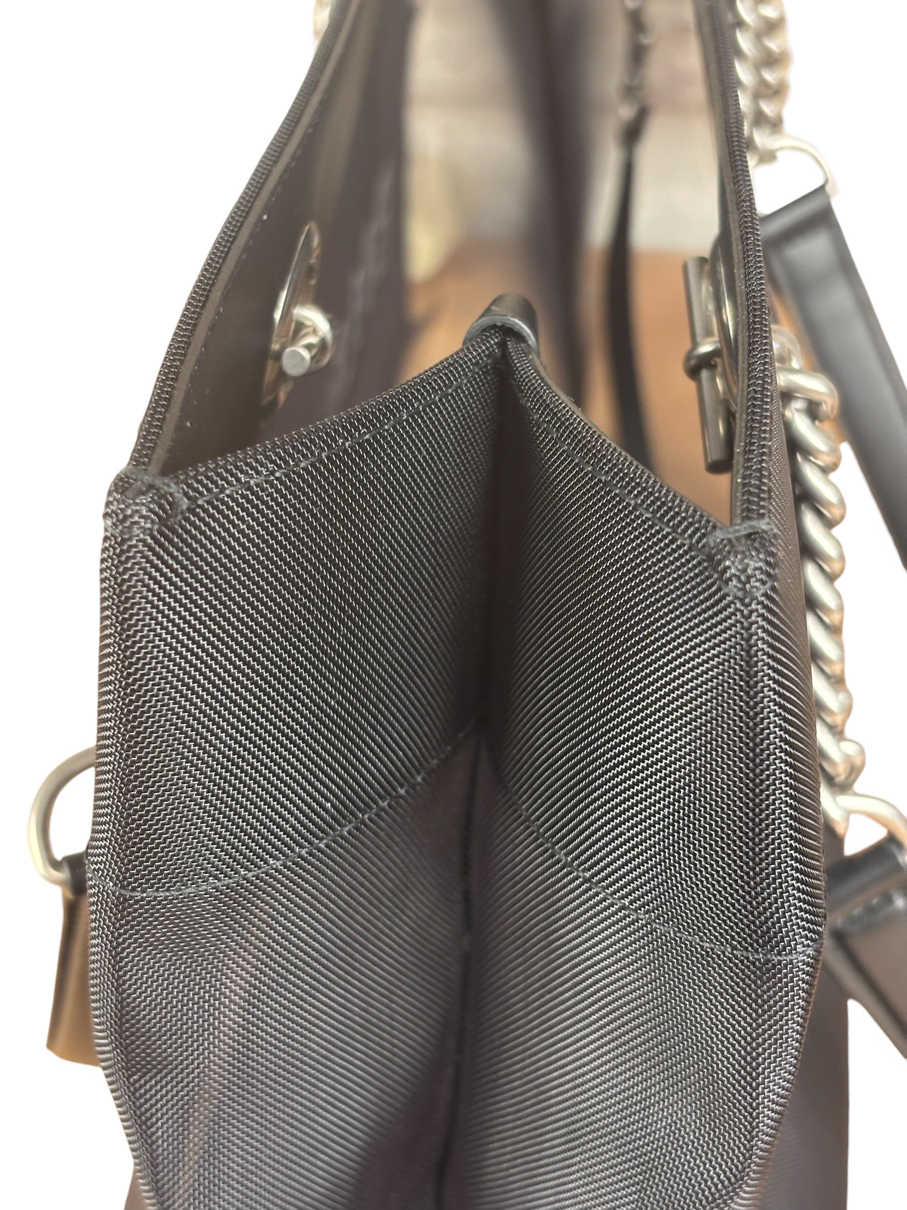 Balenciaga Black Leather Trim Mesh Duty Free Tote Bag