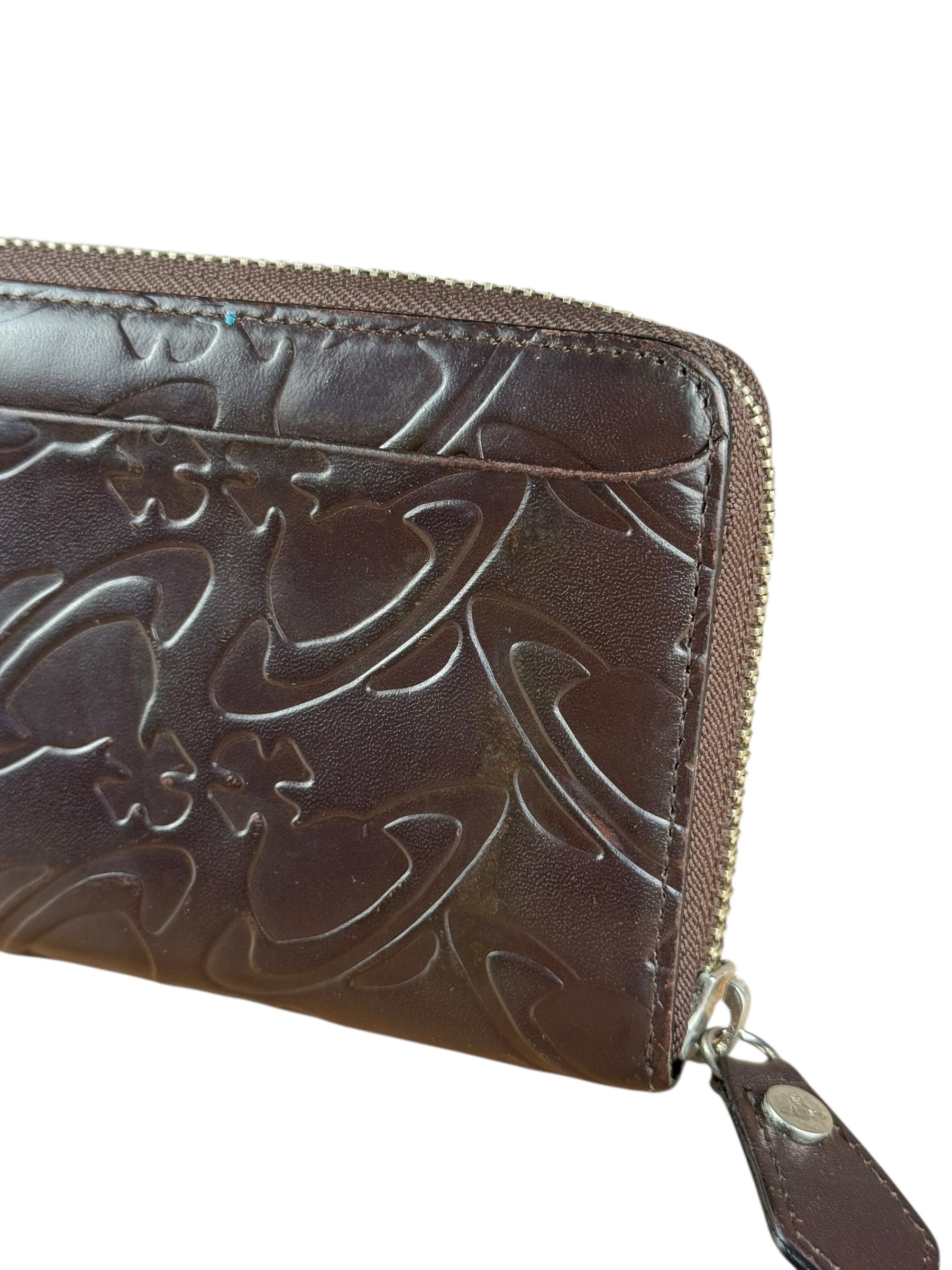 Vivienne Westwood Brown Leather Logo Zippy Wallet