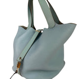 Hermes Blue Leather Picotin Lock 18 Bucket Bag