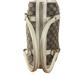 Gucci Bicolor Leather Trim Canvas GG Monogram Shoulder Bag