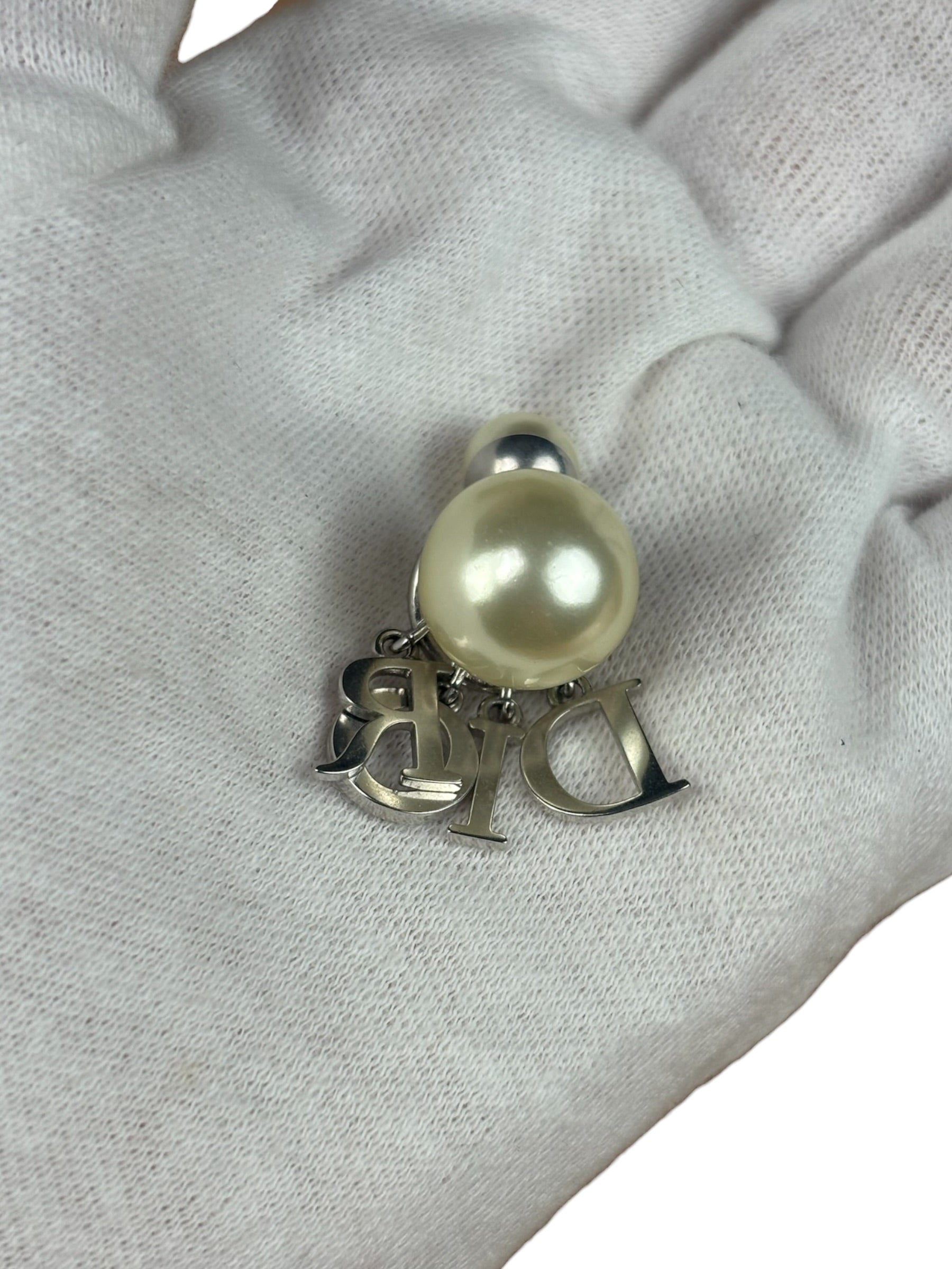 Christian Dior Pearl Spell-Out Earrings