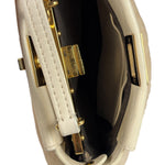 Fendi Cream Fur Lambskin Trim Micro Peekaboo Two-Way Bag