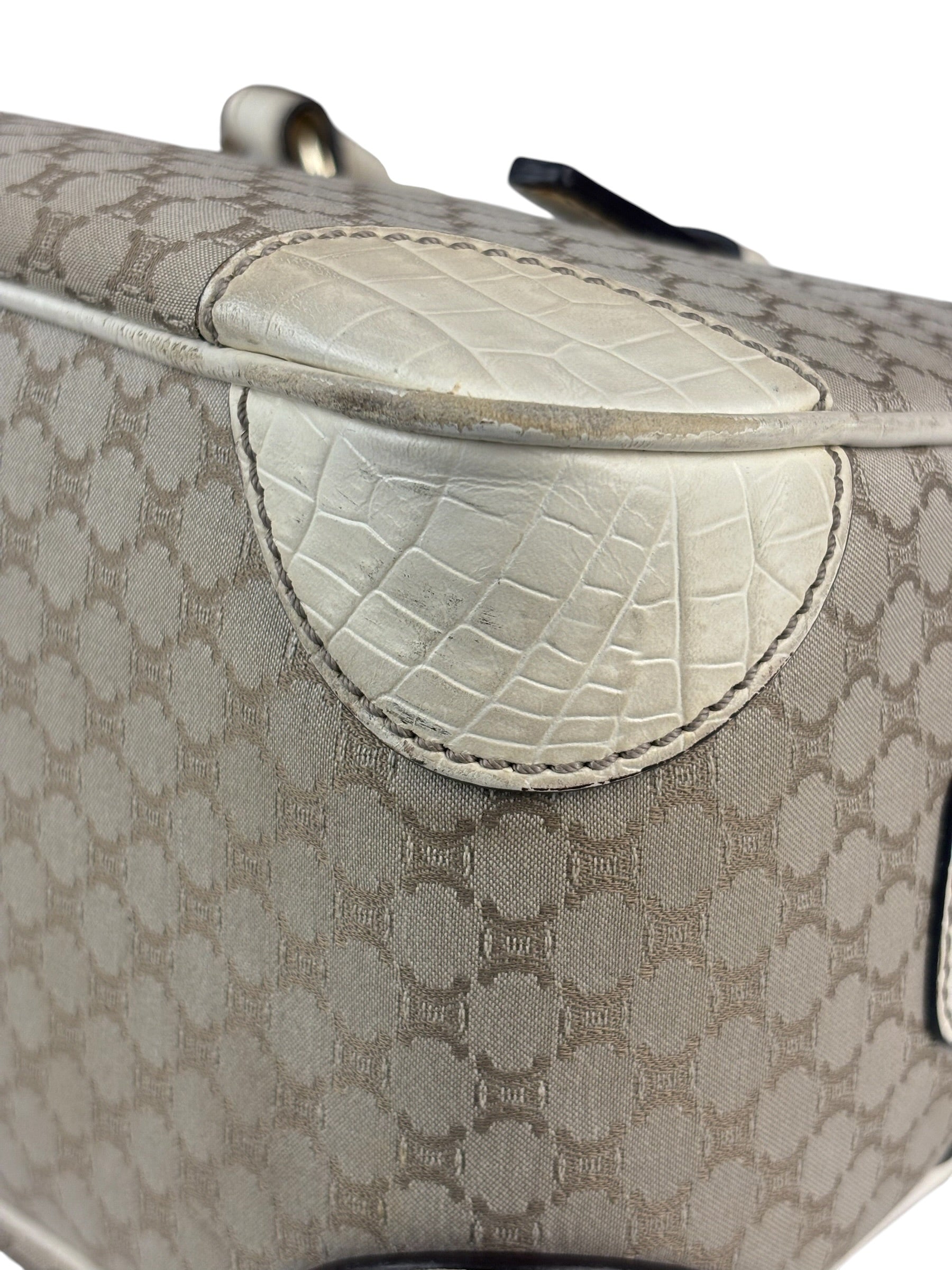 Celine Beige Leather Trim Macadam Boogie Tote