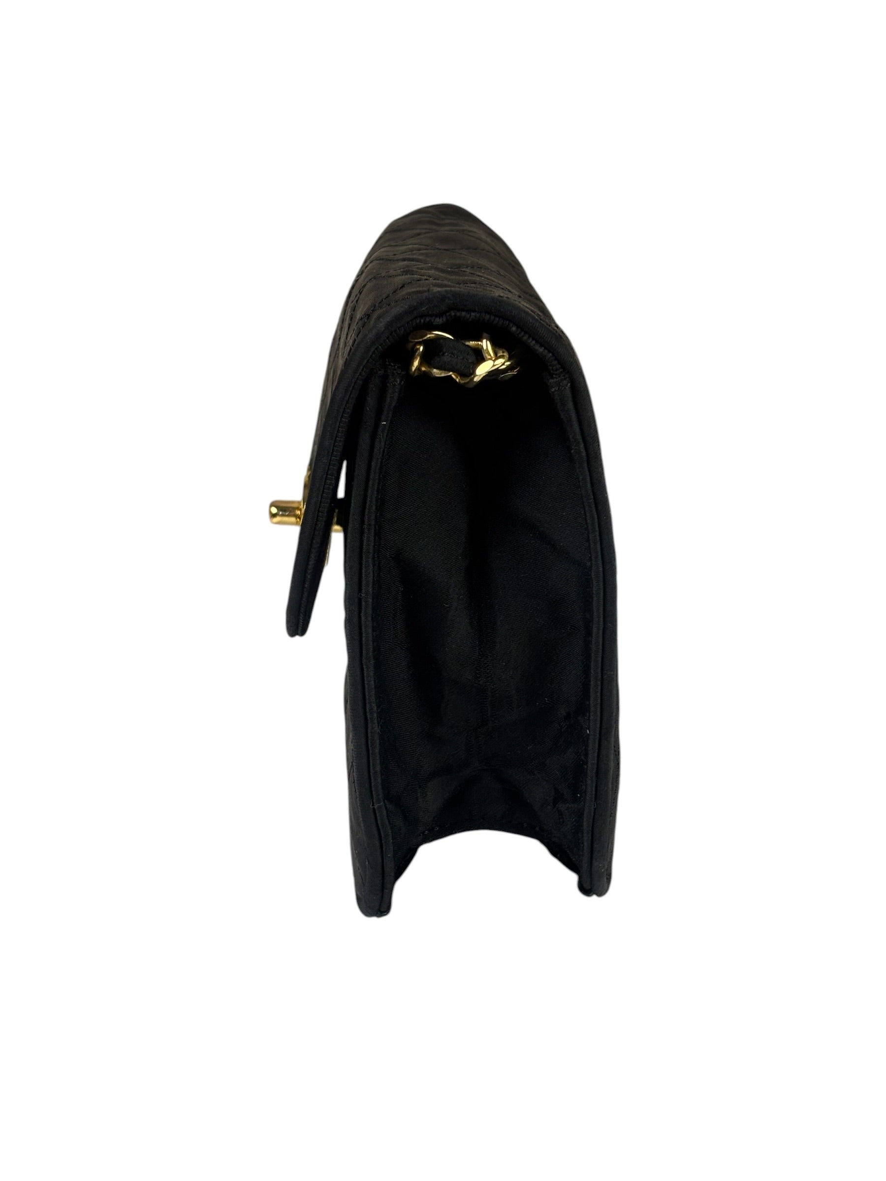 Chanel Black Quilted Satin Shoulder Bag