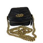 Gucci Black Leather Vertical Marmont Phone Crossbody Bag