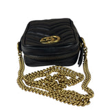 Gucci Black Leather Vertical Marmont Phone Crossbody Bag