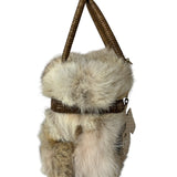 Ferragamo Vintage Fur Rattan Top Handle Bag