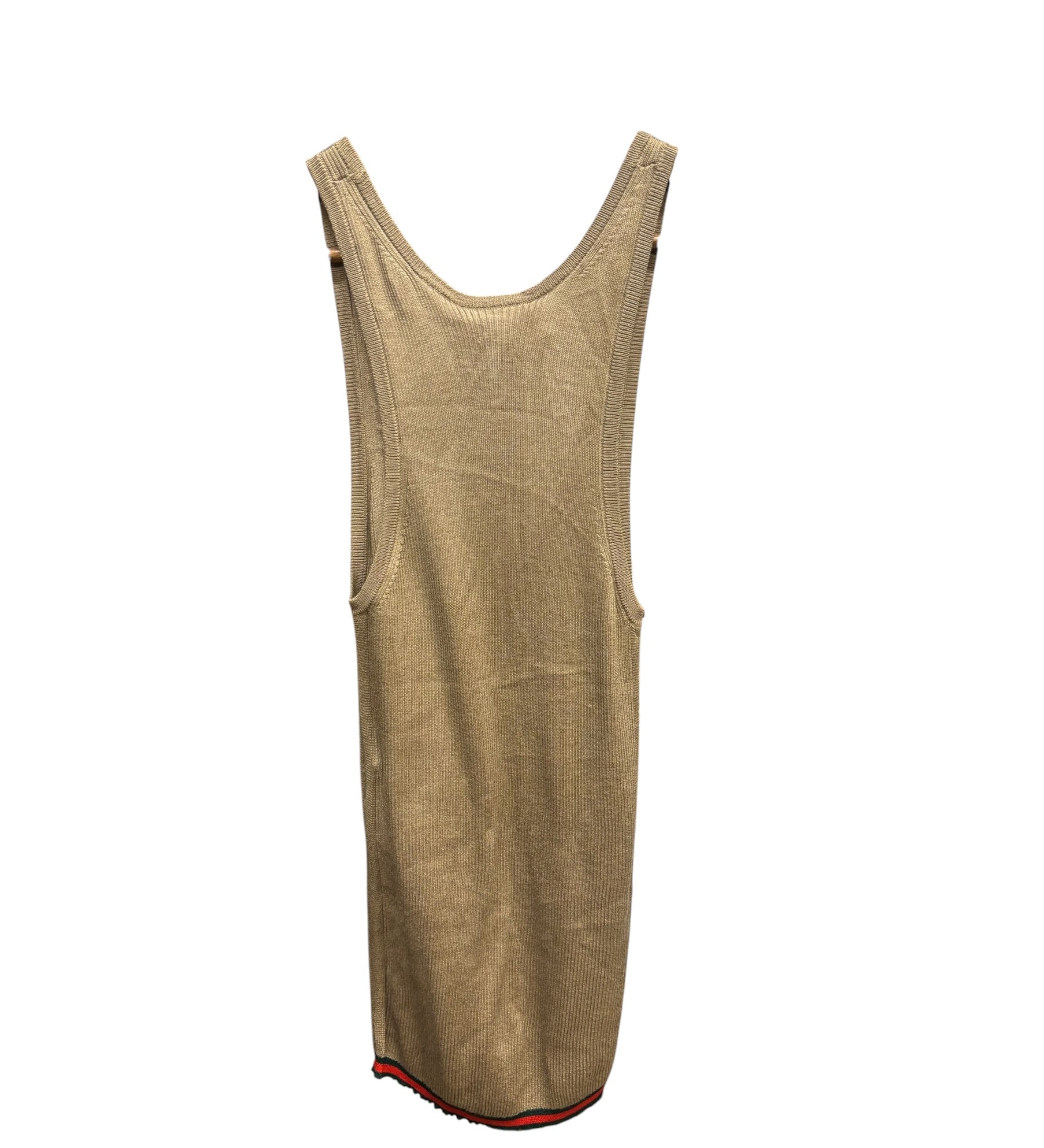 Gucci Camel Ribbed Sleeveless Knit Tank Top