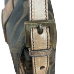 Fendi Zucca Whipstitch Baguette Shoulder Bag