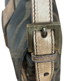 Fendi Zucca Whipstitch Baguette Shoulder Bag