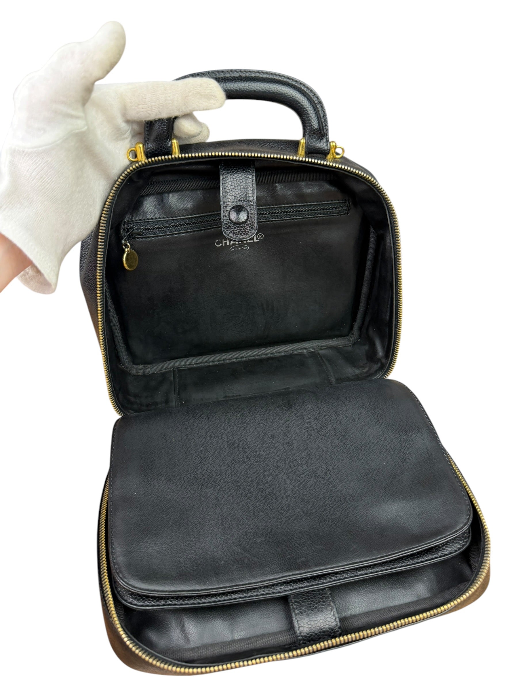 Chanel Black Caviar Leather Vanity 2Way Handbag '96-'97