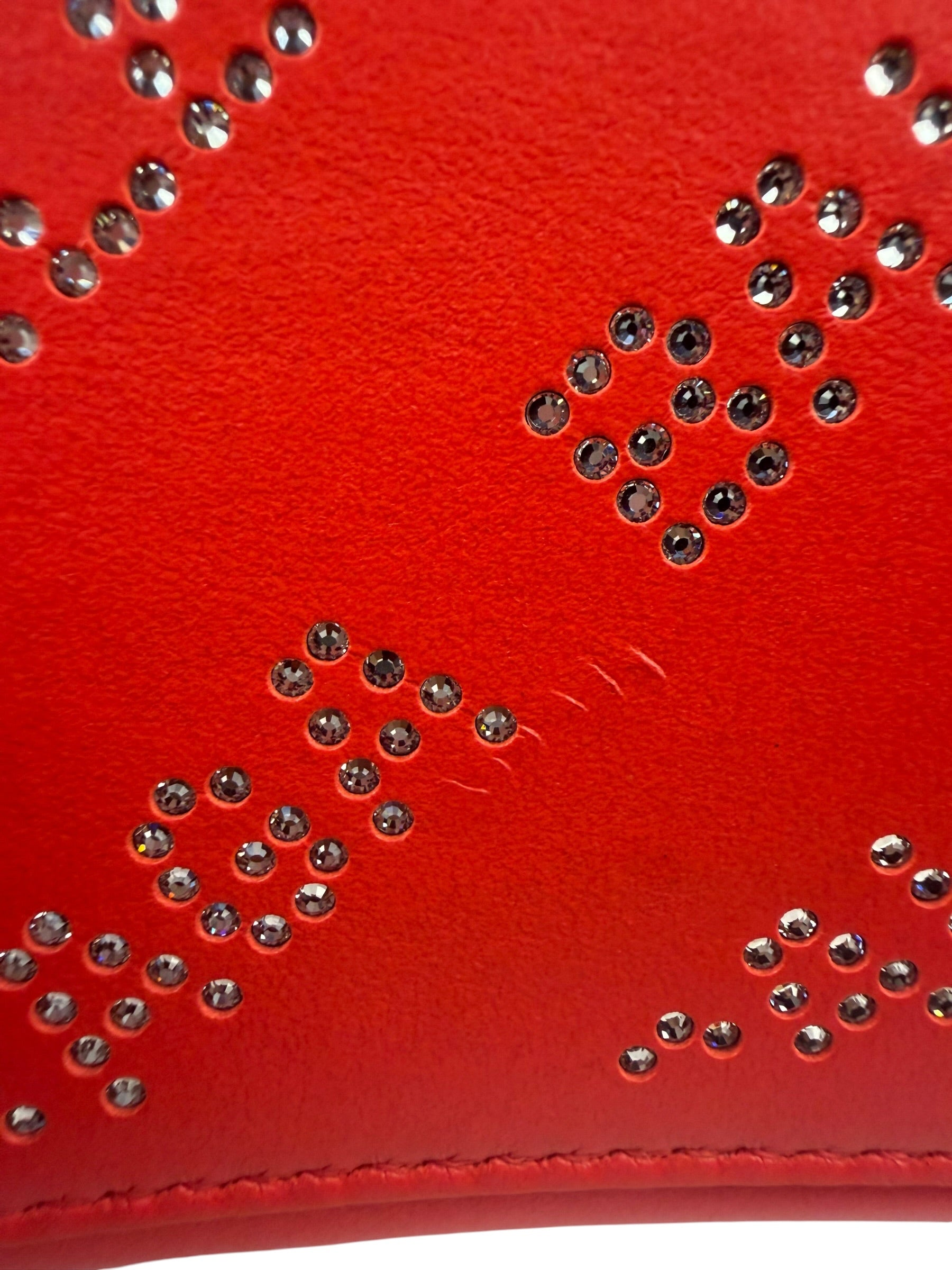 Balenciaga Red Leather Hourglass XS Rhinestones Two-Way Bag