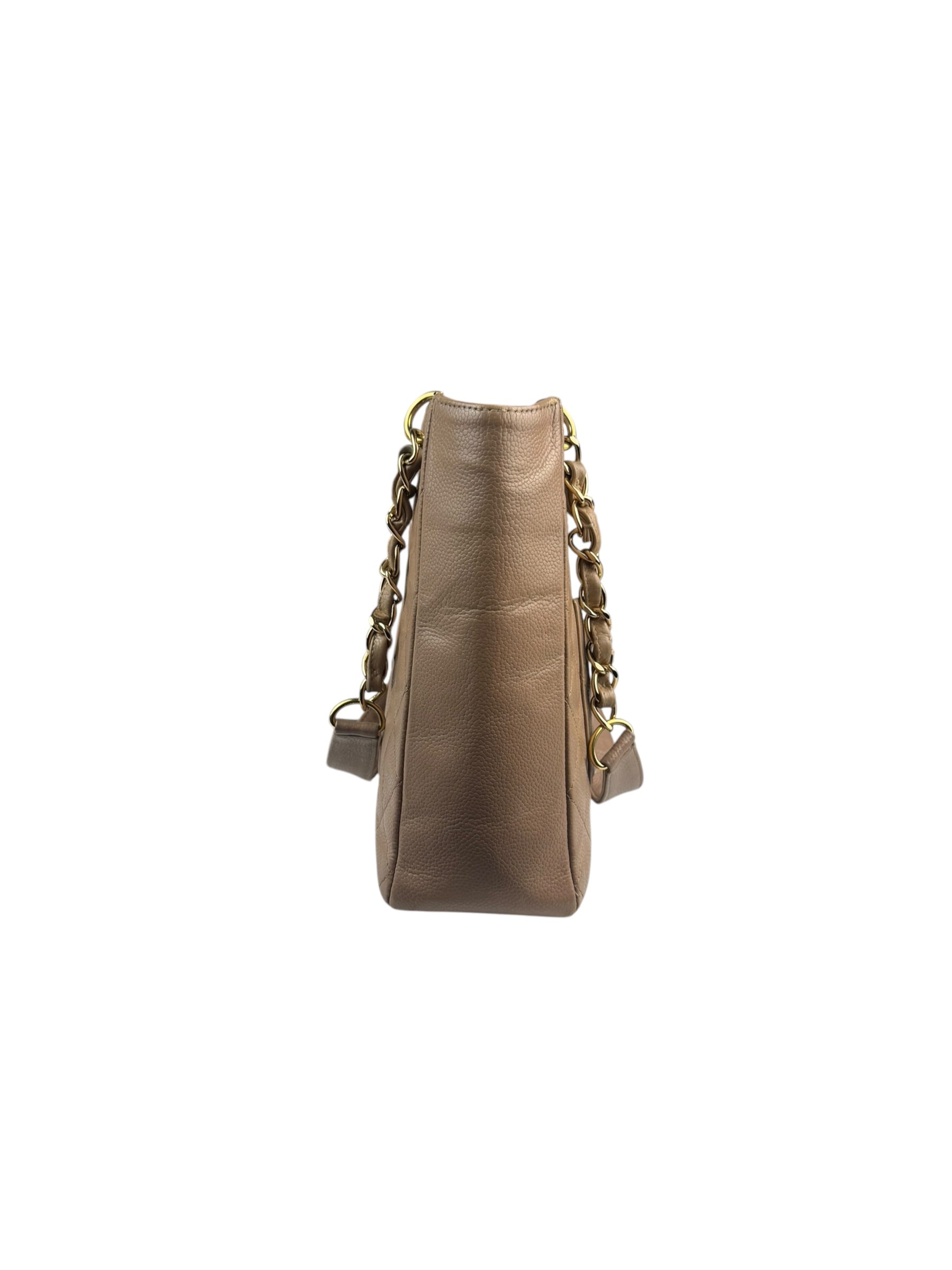 Chanel Beige Quilted Caviar Petite Shopping Tote 2004