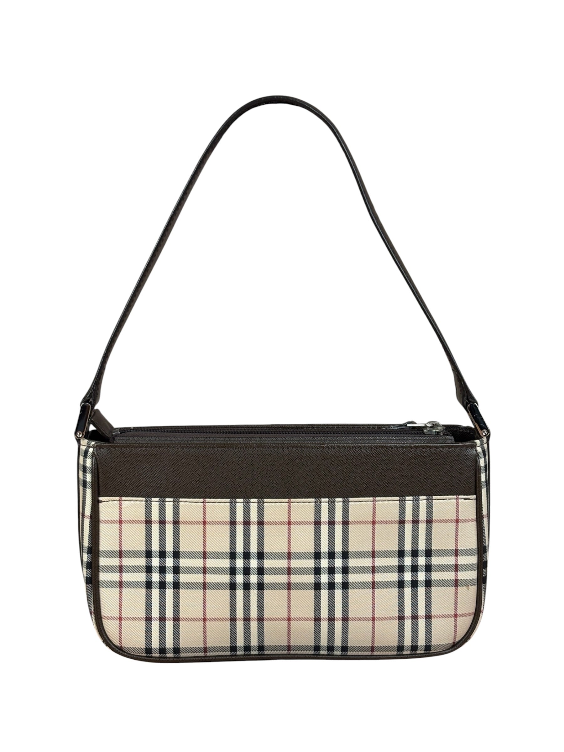 Burberry Vintage Leather Trim House Check Pochette