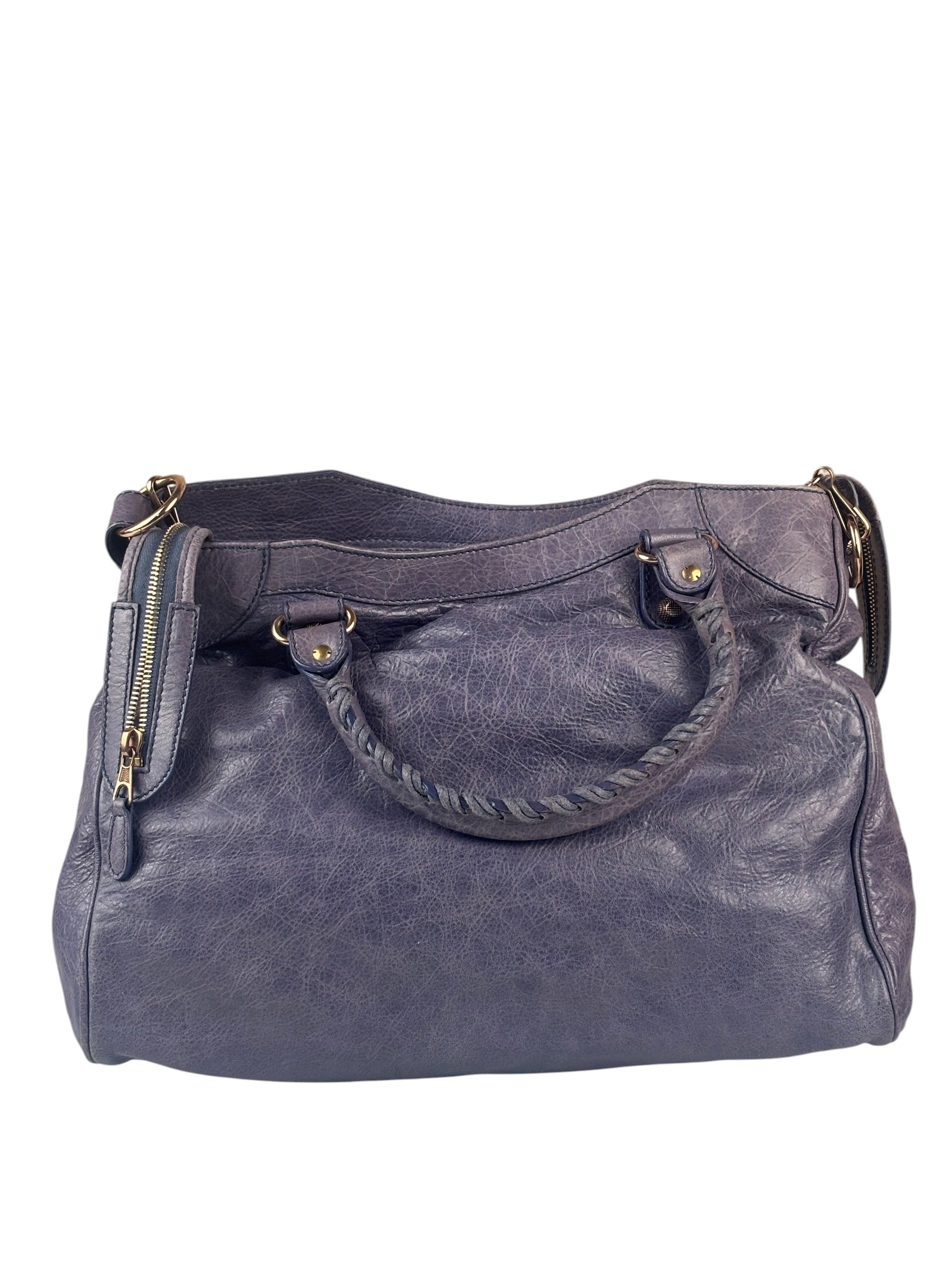 Balenciaga Purple Leather City Two-Way Bag