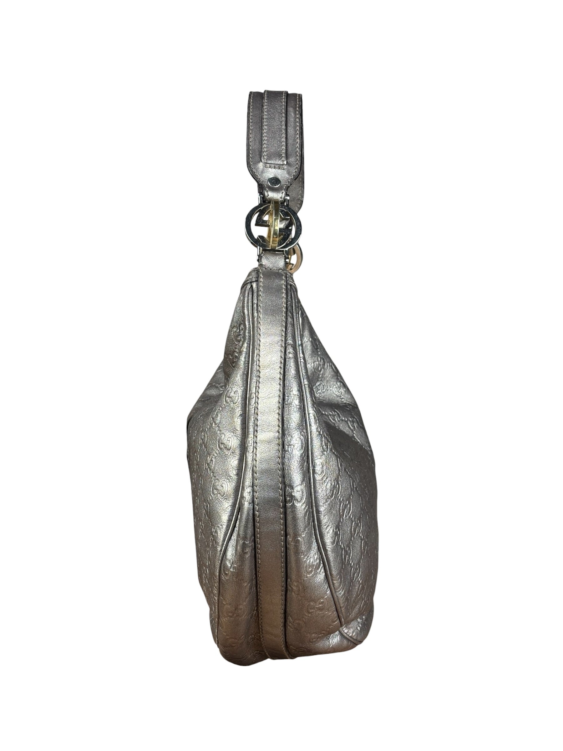 Gucci Vintage GG Metallic Leather Hobo Shoulder Bag