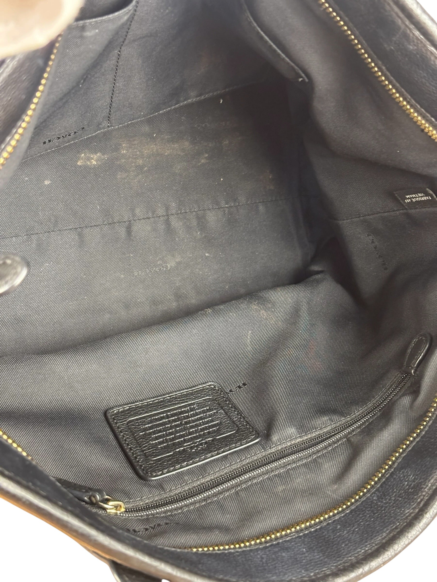 Coach Black Leather City Zip Tote Bag
