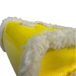 UGG x Telfar Yellow Patent Leather Fur Trim Small Shopper Crinkle In Taxi Tote