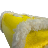 UGG x Telfar Yellow Patent Leather Fur Trim Small Shopper Crinkle In Taxi Tote