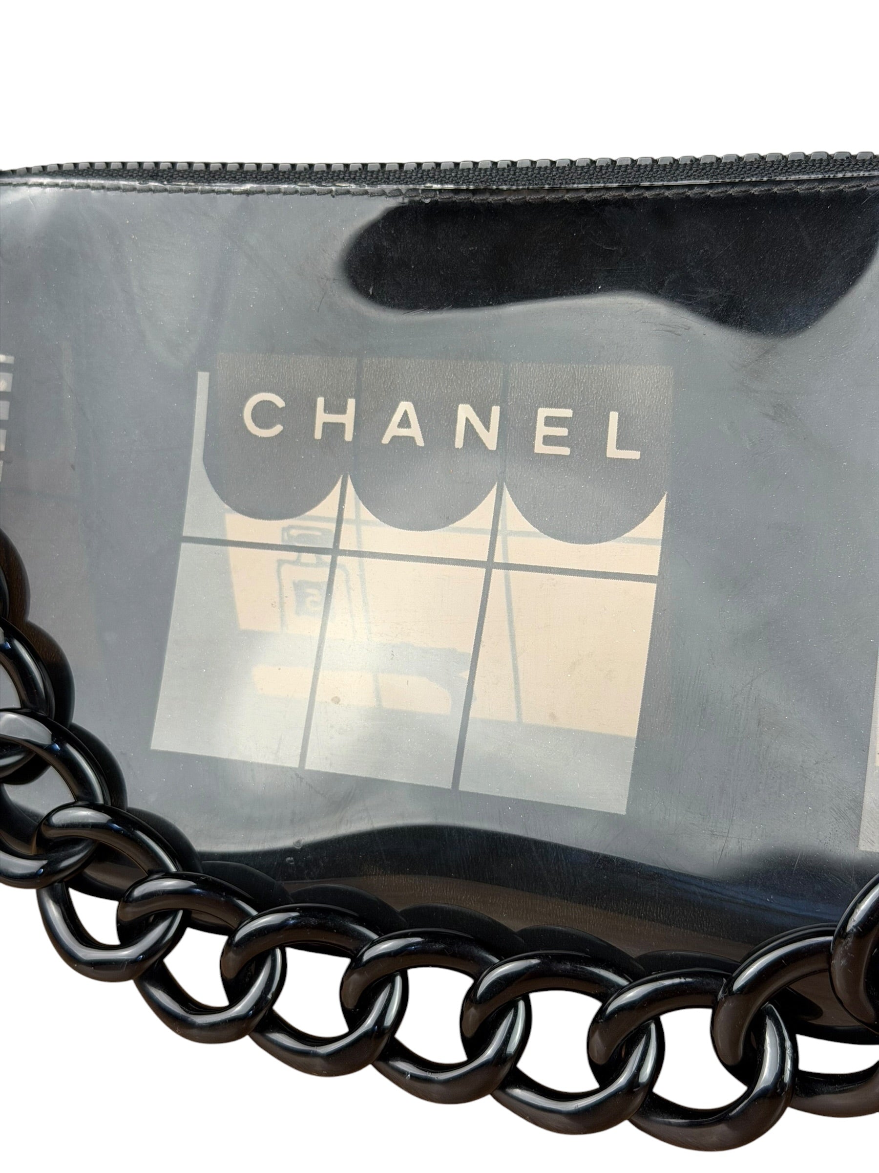 Chanel Black PVC Vinyl Coco Windows Pochette 2003