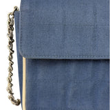 Chanel Blue/Cream Patent Leather Trim East-West Chocolate Bar Shoulder Bag 2002