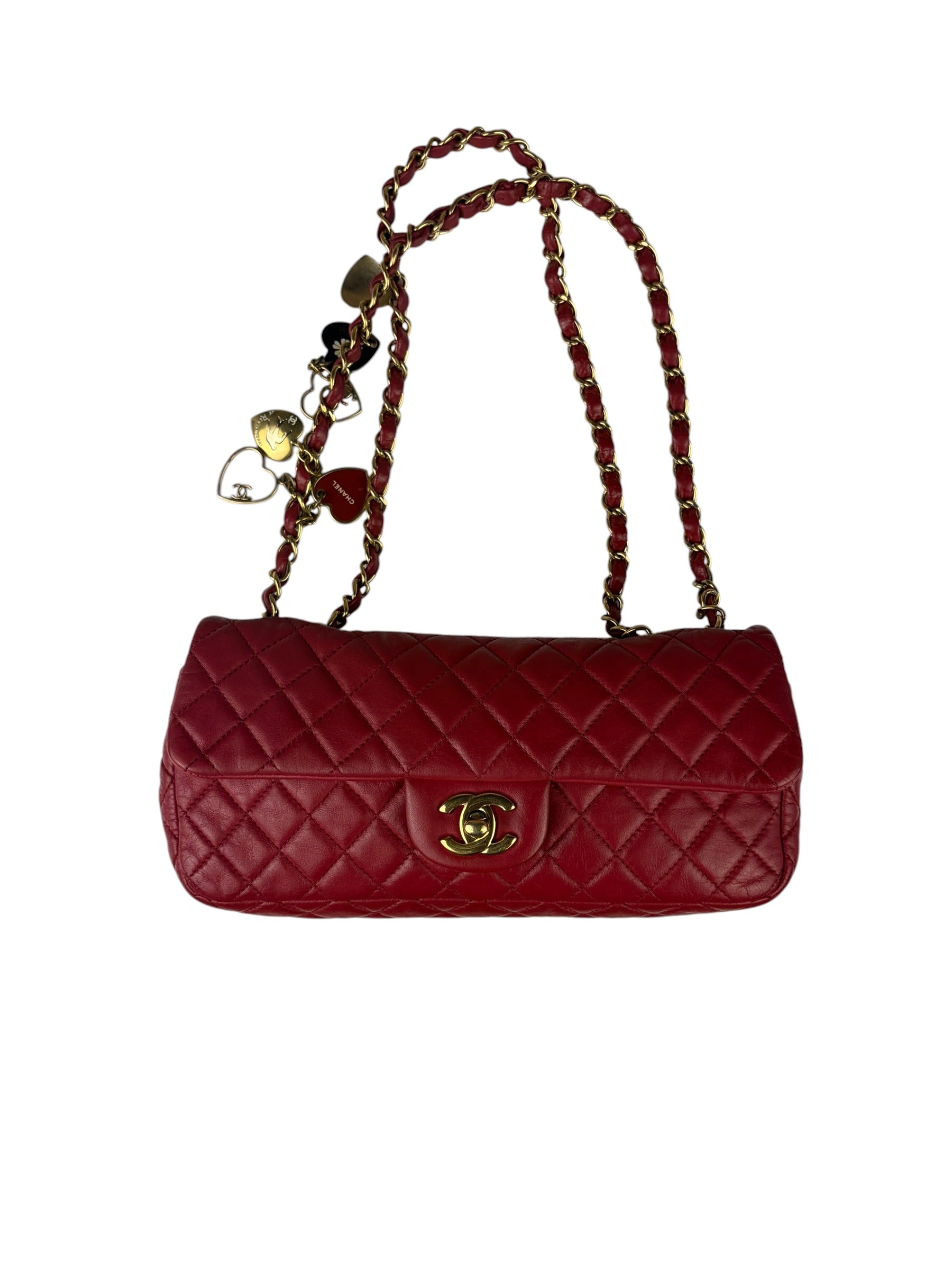 Chanel Red Quilted Leather Timeless Valentine Flap Bag 2009