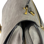 Celine Grey Suede/Leather Crocodile Embossed Trapeze Two-Way Bag
