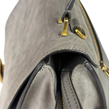 Celine Grey Suede/Leather Crocodile Embossed Trapeze Two-Way Bag