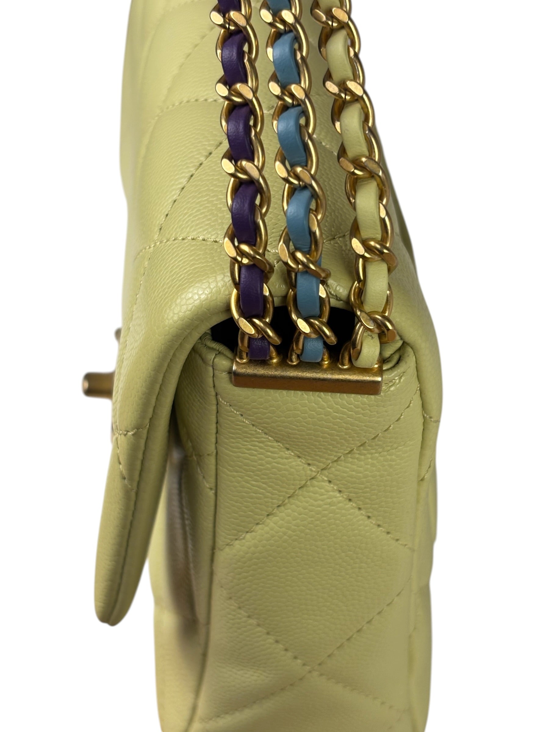 Chanel Yellow Caviar Leather Mini Flap Bag