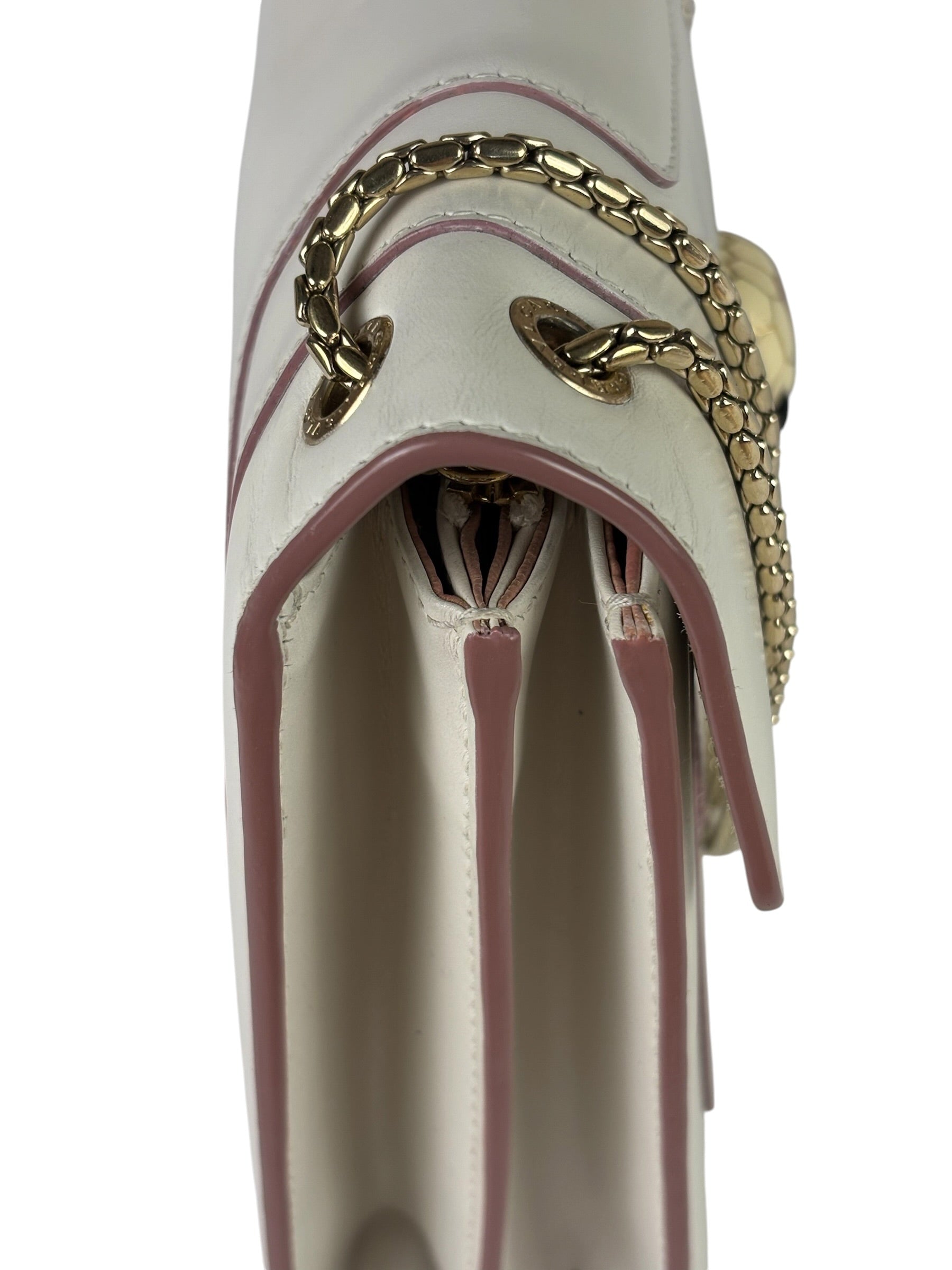 Bvlgari White/Pink Leather Serpenti Forever Shoulder Bag