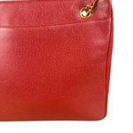 Chanel Red Caviar Leather CC Logo Tote Bag