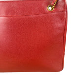 Chanel Red Caviar Leather CC Logo Tote Bag