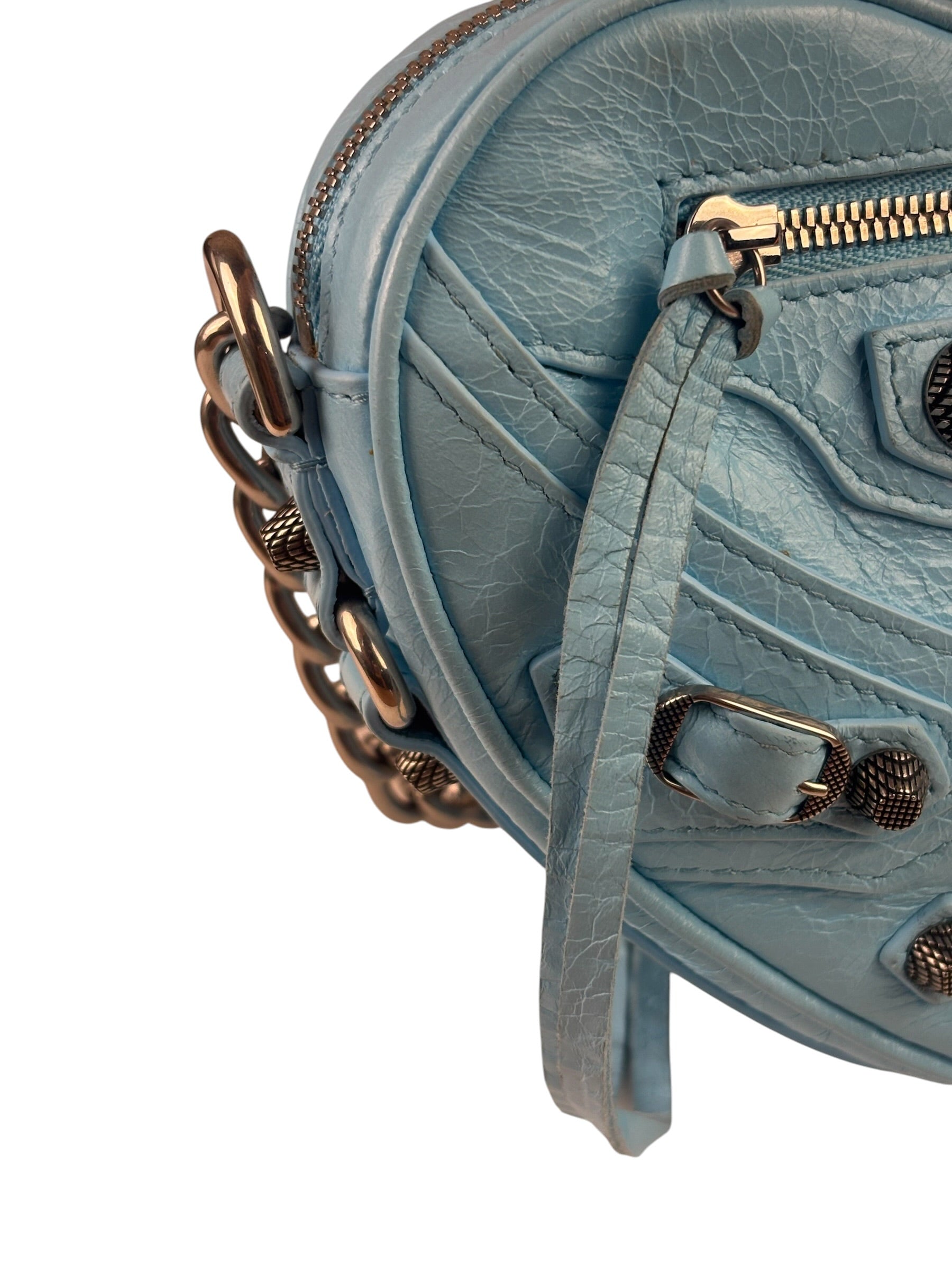 Balenciaga Blue Leather Le Cagole Mini Heart Crossbody