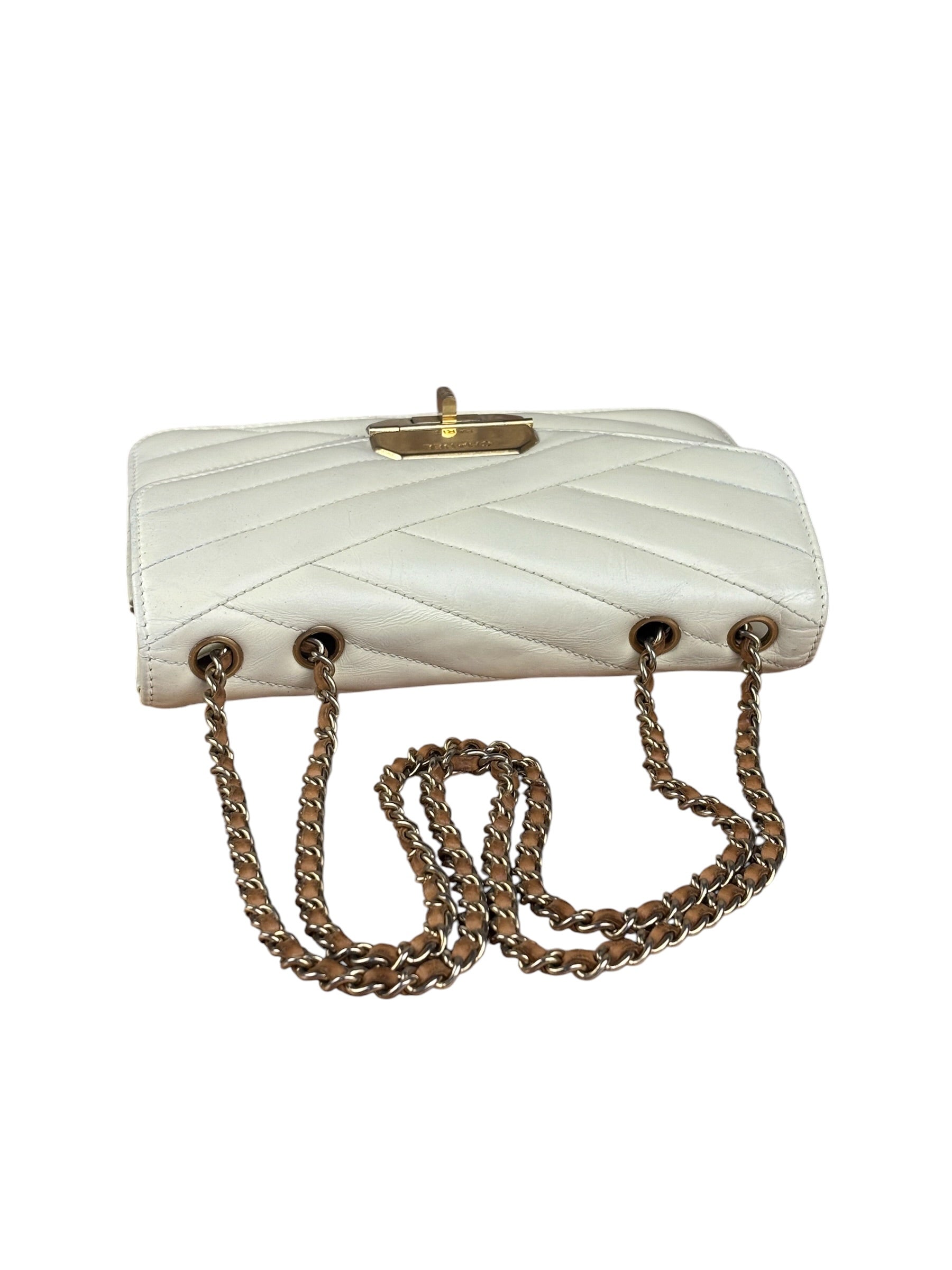 Chanel Beige Gabrielle Chevron Medal Flap 2011