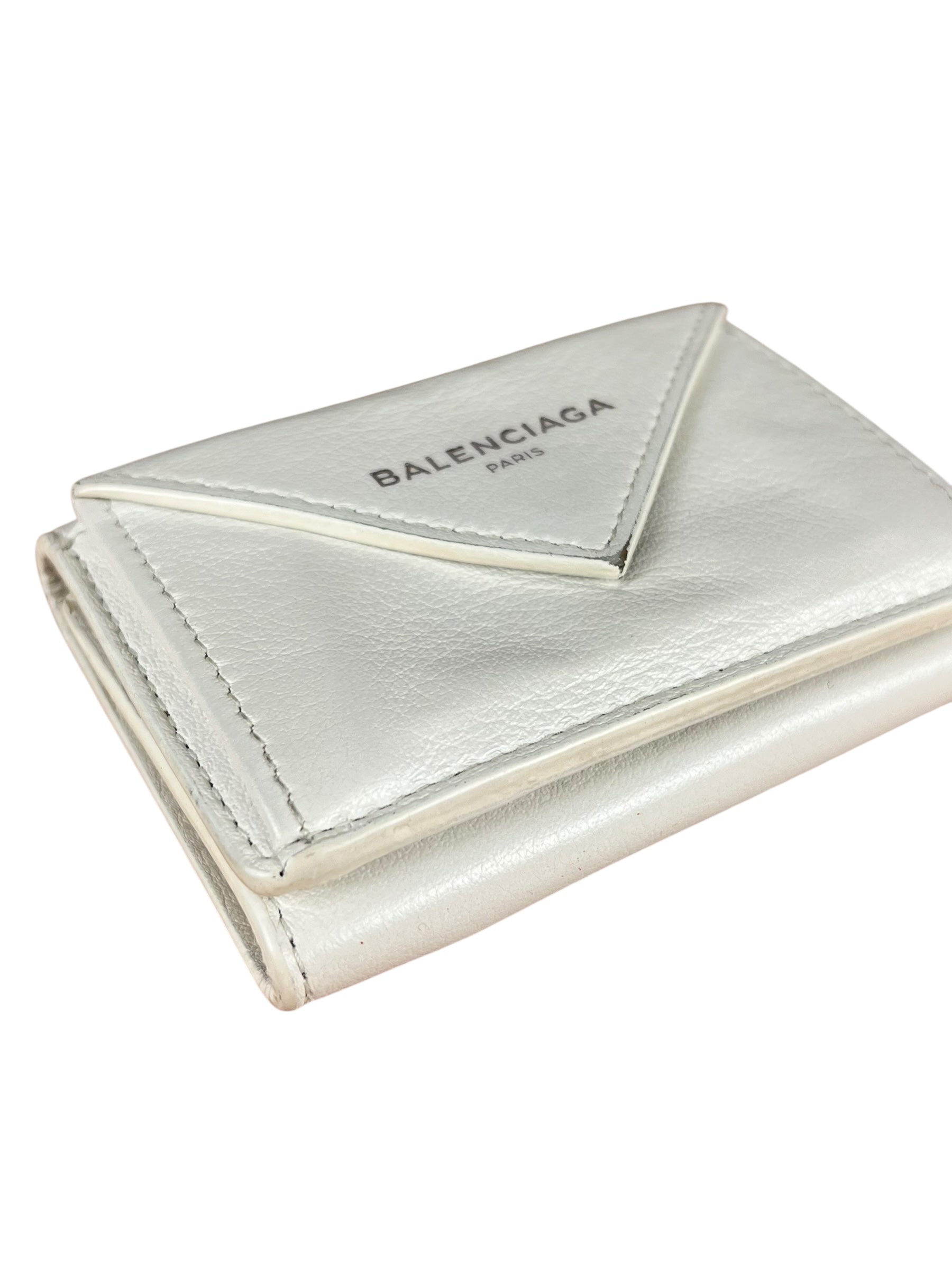 Balenciaga White Leather Papier Compact Wallet