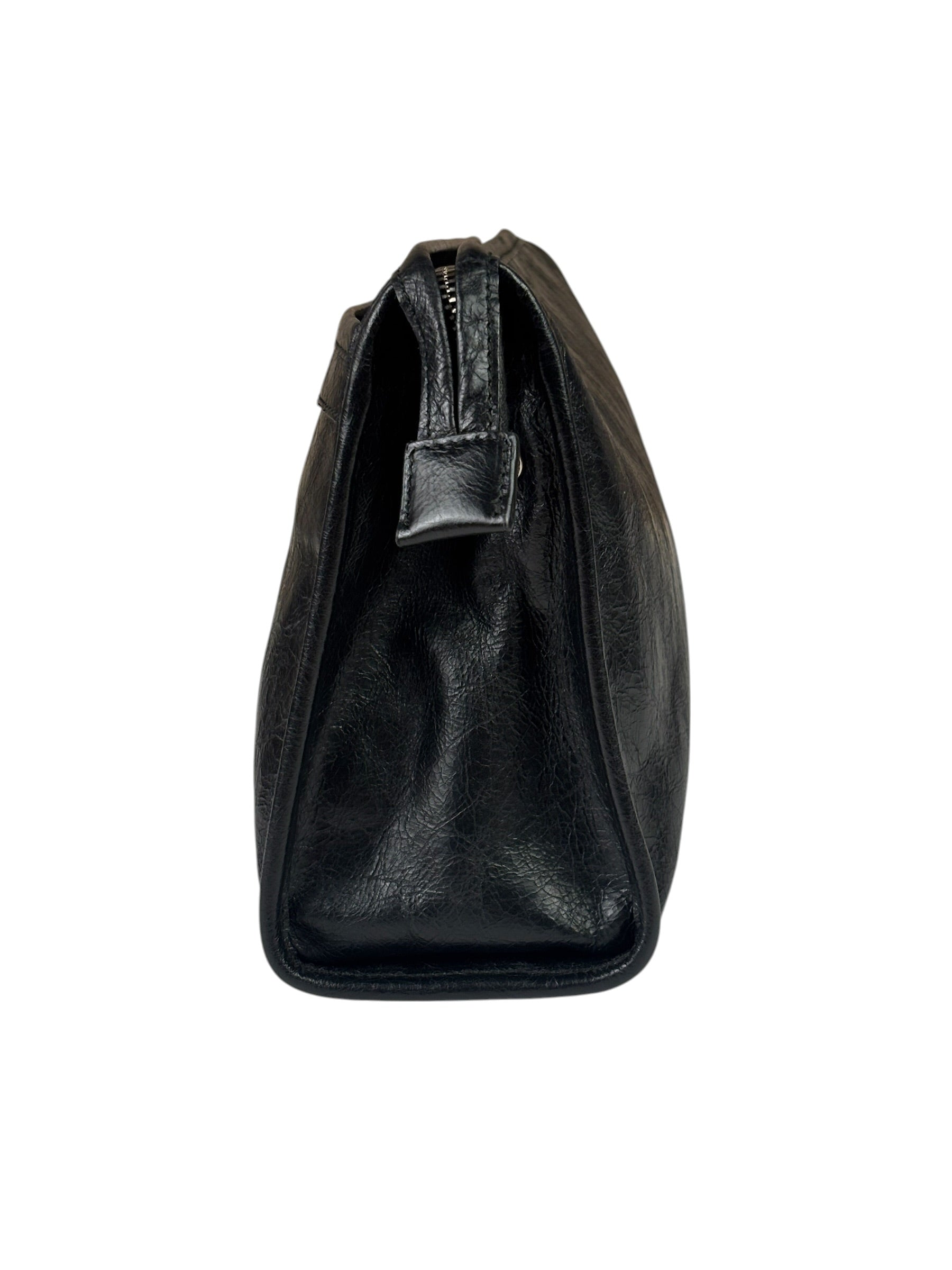 Gucci Black Leather Zip Clutch
