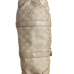 Gucci GG Beige Leather Trim Guccissima Small Boston Bag