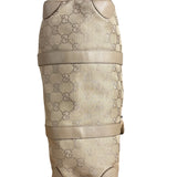 Gucci GG Beige Leather Trim Guccissima Small Boston Bag
