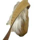 Burberrys Vintage Blue Label Beige Faux Fur Trimmed Shoulder Bag
