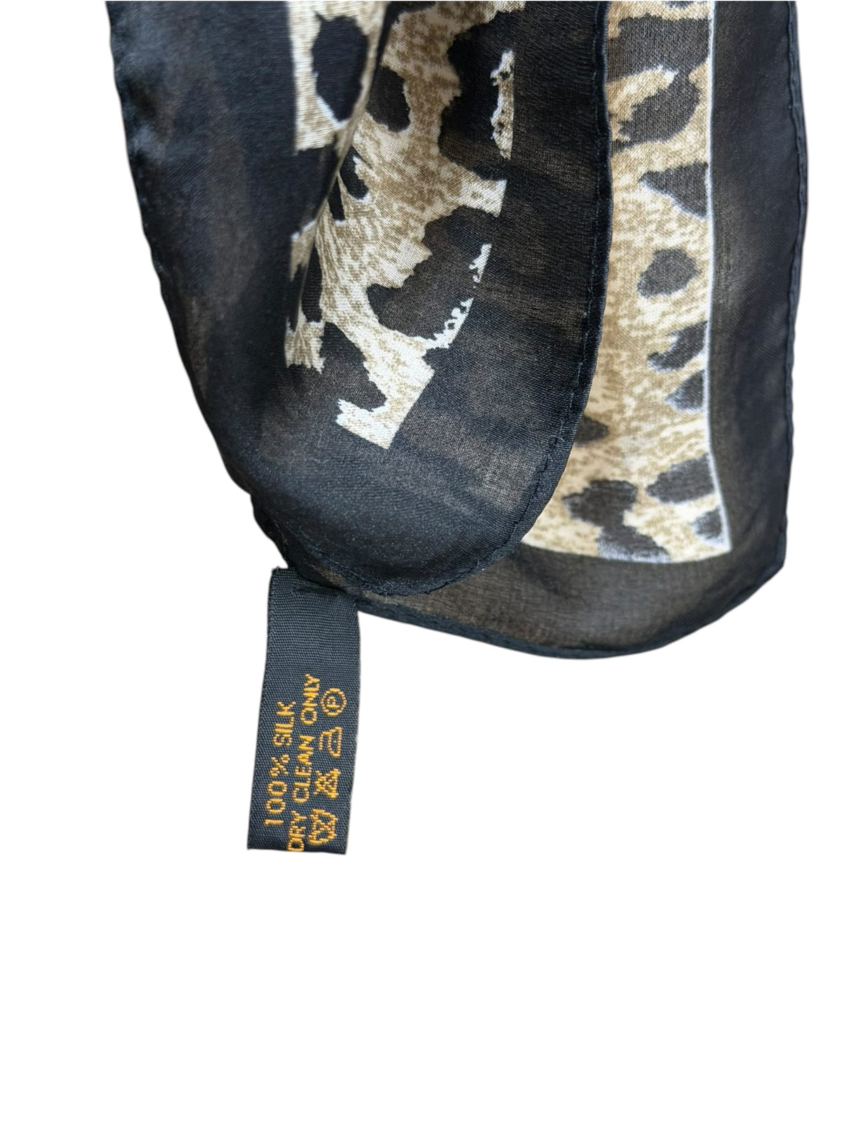 Fendi Black/White Zucca Print Leopard Print Border Silk Scarf