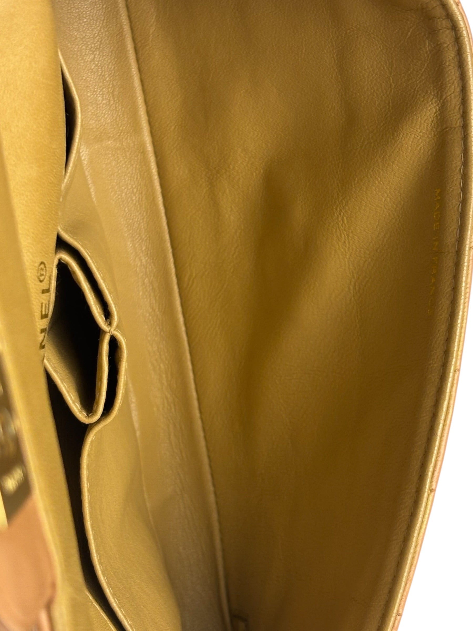 Chanel Vintage Beige Leather  Chocolate Bar East- 1987