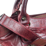 Balenciaga Vintage Burgundy Leather Moto City Two-Way Bag