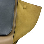 Celine Tri-Color Beige Leather/Suede Trapeze Medium Two-Way Bag