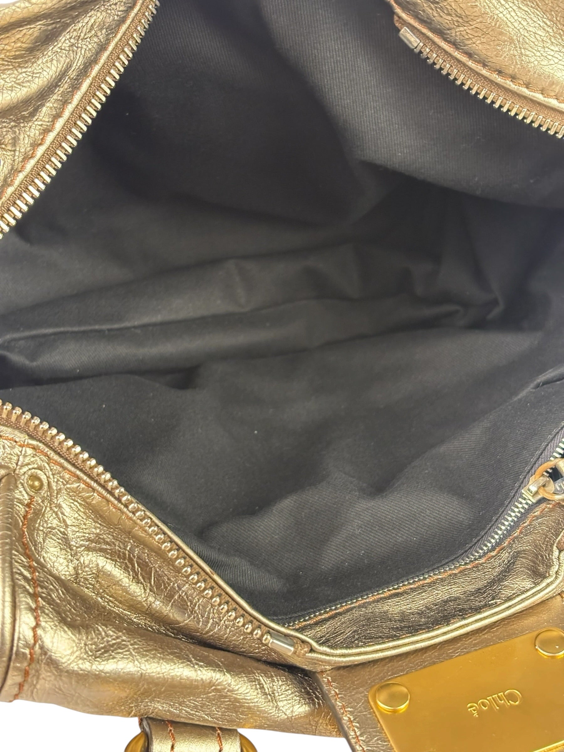 Loewe Metallic Gold Leather Nappa Aire Handbag